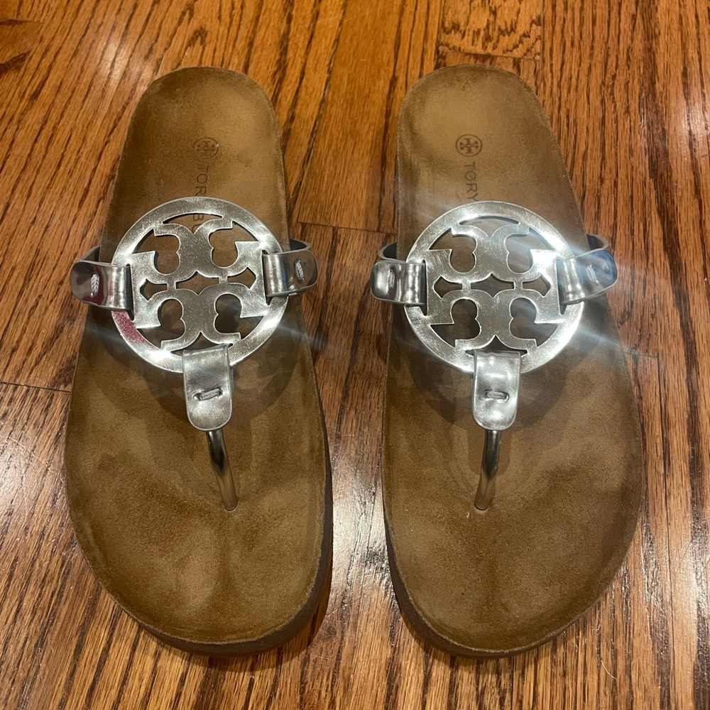 Tory Burch Brown Sandals with Silver Accents